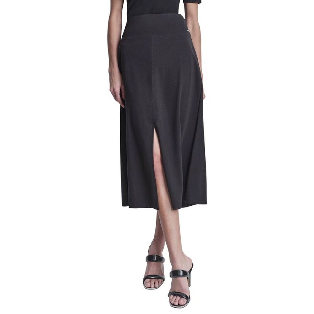 Dkny Womens  Arid Pique Mini Logo Emblem Slit Skirt, Black